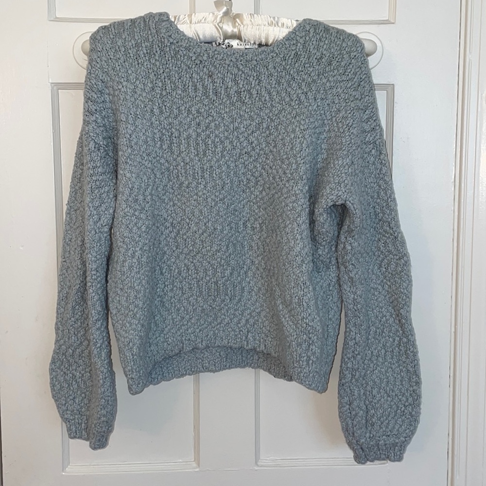Sky blue fuzzy sweater. Kaisely brand size S.